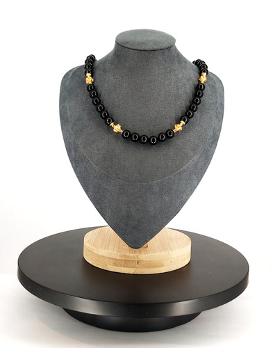 Collana onice nera perline - 28",