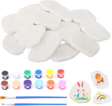 12 Pezzi Sassi Da Dipingere, 3-8Cm Ciottoli Bianchi Da Dipingere Con 12 Colori D
