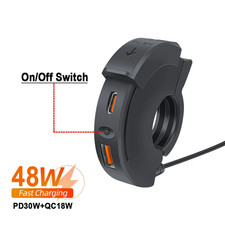 Caricatore Rapido USB per Moto 48W PD QC3.0 Manubrio Moto Connettore Presa Porta