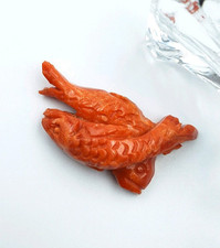 ANTICO CIONDOLO CAMEO PESCI DI CORALLO ROSSO SANGUE DI SARDEGNA CORALLO CAMMEO