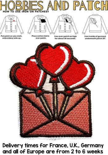 Patch busta lettera cuori - busta,