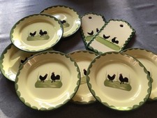 Zeller Ceramica Fayence Gallo e Gallina 7 Piatti da Torta 2 Tagliere Colazione
