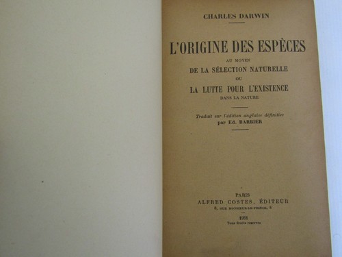 Origine des espèces - des, /