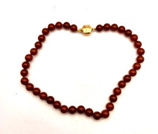 COLLANA DI AGATA CORNIOLA NATURALE CHIUSURA IN ARGENTO 925 PLACCATO ORO