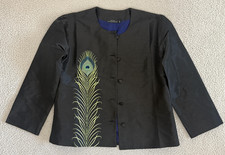 Giacca Metropolitan Museum of Art grande misto seta pavone ricamata artistica