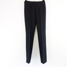 Hose Schwarz N8 MILANO Damen Stoffhose Schlicht Wolle Straight Cropped Neu