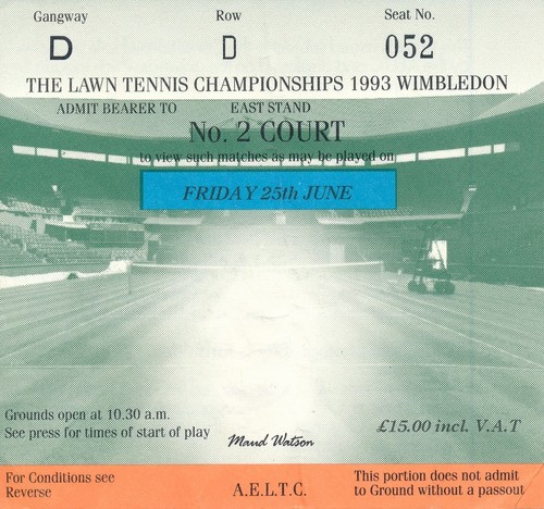 Biglietto tennis 1993 lawn - tennis,
