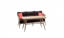 Set divano 3 posti marrone