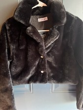 NWT Girls Black Faux Fur Coat