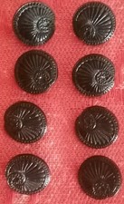 Set Di 7 Bottoni Grandi Vintage, Neri, Plastica  