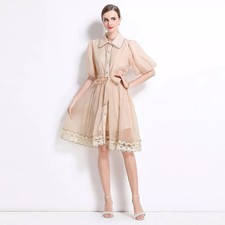 Vestito beige con - con, merletti