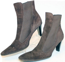 Stivali donna BANFI ZAMBRELLI marroni scamosciati chelsea 9,5 B tacco a punta 