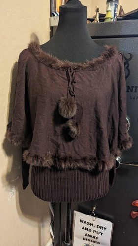 Poncho top costine con bordo - poncho,