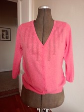 Fat Face giacca donna maglia ajouer rosa maniche a 3/4 