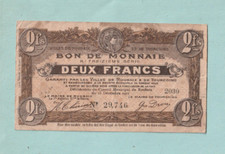 FRANCIA - Bon de Monnaie - 2 Franchi ROUBAIX et TOURCOING 1917 Emissione a/VF - GUARDA!!