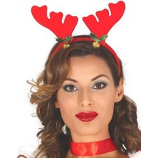 Corna rosse da renna con campanellini natalizia diadema cerchietto