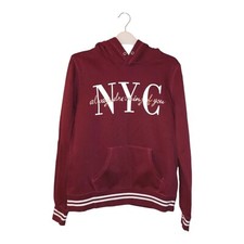 Maglione bambino H&M bordeaux cotone NYC felpa con cappuccio ragazzo ragazza taglia 14 anni