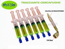 6 Pz TRACCIANTE a SIRINGA 7,5ml CONDIZIONATORE GAS R134A R404A R407C R22 R600a e