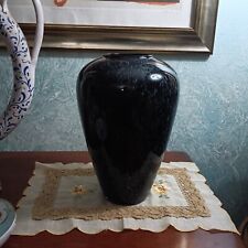 elegante vaso  vetro di murano nero con riflessi rosa interno e fiocchi di neve