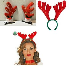 NATALE CHRISTMAS MOLLETTE CORNA RENNA CERCHIETTO RENNA ALCE ROSSO CON CAMPANELLI