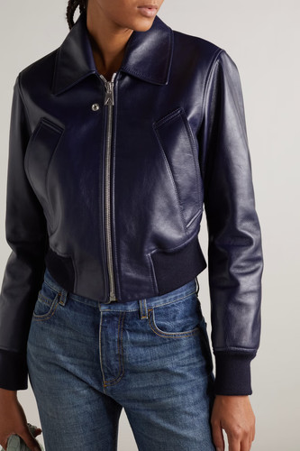 Giubbotto pelle blu - , donna