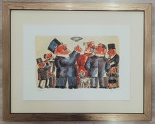 Franz Borghese  Litografia a colori Il dirigibile