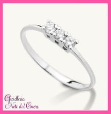 ANELLO TRILOGY ORO BIANCO 18K DIAMANTI NATURALI E VVS 0.18 CARATI CERTIFICATO