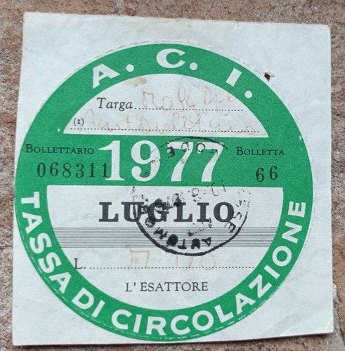 Bollo aci 1977 - bollo,