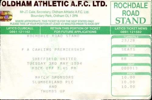 Biglietto oldham athletic - oldham, v
