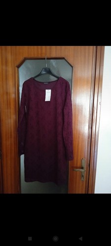 Vestito bordeaux pizzo - bordeaux, con