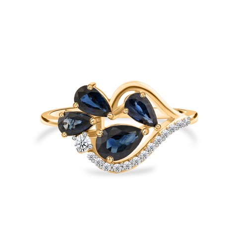 Anello pera zaffiro blu