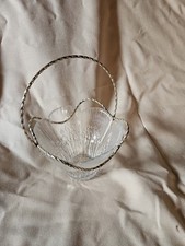 CESTINO PORTA ZUCCHERO in vetro con manico in ottone Italia, anni '60