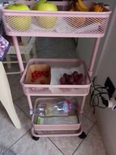 Carrello Trolley Cucina in Metallo 3 Ripiani  Con 4 Ruote Salvaspazio 