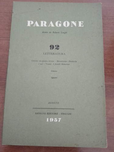 Rivista paragone 92 agosto - paragone,