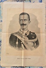 Incisione Vintage Antica Re Vittorio Emanuele III