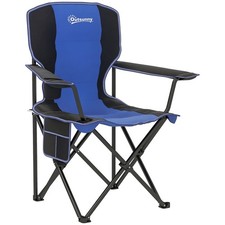 Outsunny Sedia da Campeggio Pieghevole con Portabicchieri Borsa di Trasporto Blu