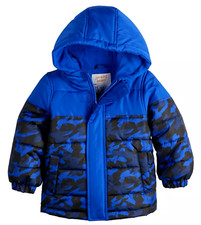 NUOVO Jumping Beans bambino ragazzo 12 M pesante pile foderato puffer jacket blu