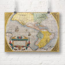 Abraham Ortelius Mappa delle Americhe. Stampa/poster