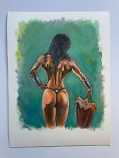 QUADRO ORIGINALE EDWARD BOSSON NAUGHTY WONDER WOMAN 15X20 SU TAVOLA ARTISTA