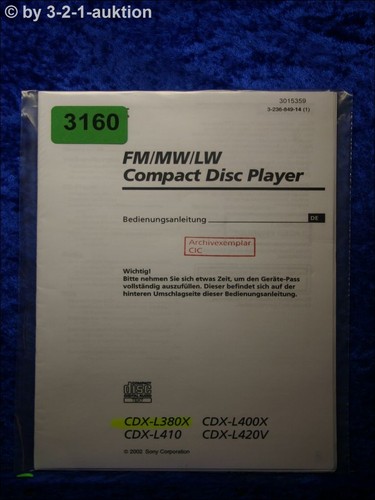 Sony manuale cdx l400x - manuale, /l410