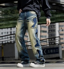 Jeans uomo retrò blu denim