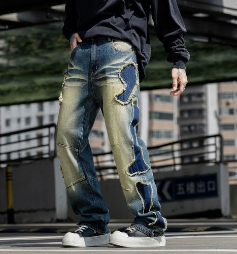 Jeans uomo retrò blu - , denim