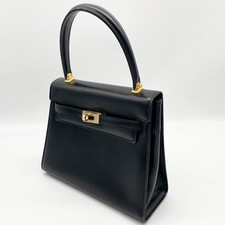 BALLY Borsa a mano con manico superiore classica in pelle Turnlock nera oro borsa ferramenta Auth