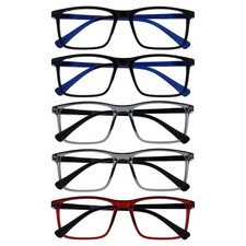 SET 5 OCCHIALI DA LETTURA MONTATURA MEDIA RETTANGOLARI UOMO DONNA CERNIERE MOLLA