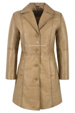 Cappotto donna elegante trench vera pelle beige pelle di agnello al ginocchio cappotto di design