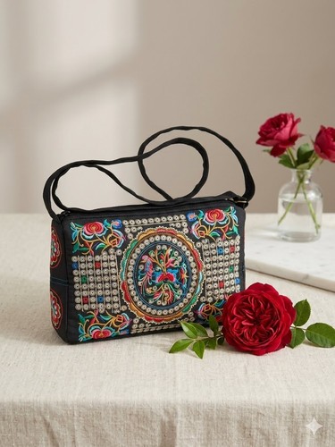 Borsa tracolla nera colorata - nera,