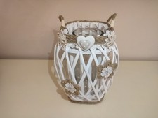 Lanterna Portacandela In Vimini (Esclusa Candela) In Stile Shabby Chic 