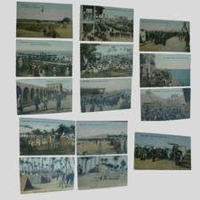 Lotto di 14 cartoline fotografiche colorate a mano all'epoca Tripoli Italiana