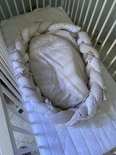 Riduttore Culla, Nido Morbido Per Dormire, Intrecciato, Beige E Panna