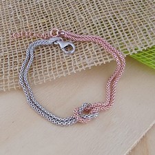 Bracciale Donna Argento 925 Bicolore con Intreccio Centrale  Gioiello Elegante